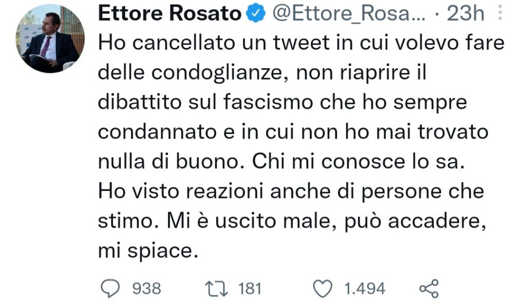 Ettore Rosato, più che di "Italia Viva" è di "Italia Pavida".