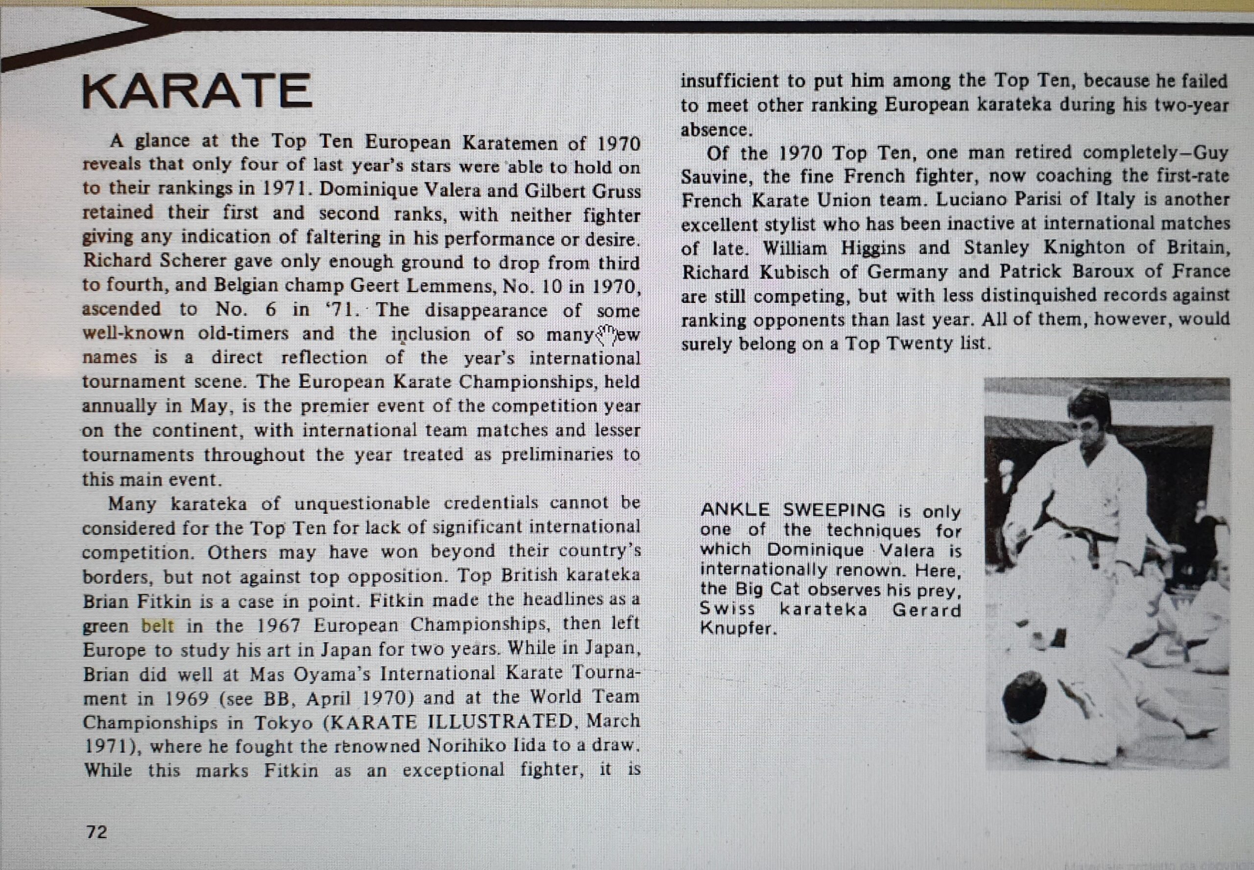 "Black Belt Magazine", numero ottobre 1971: Ennio Falsoni e gli altri karateka europei, anni 1970/1971.